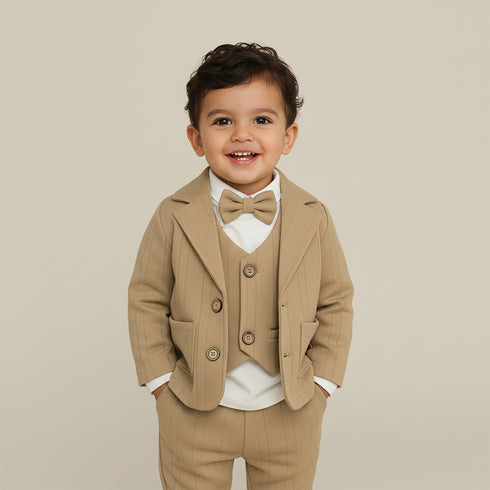 Baby Boys 4Pc Formal Suit Set – Coat, Waistcoat, Shirt & Pants 16802